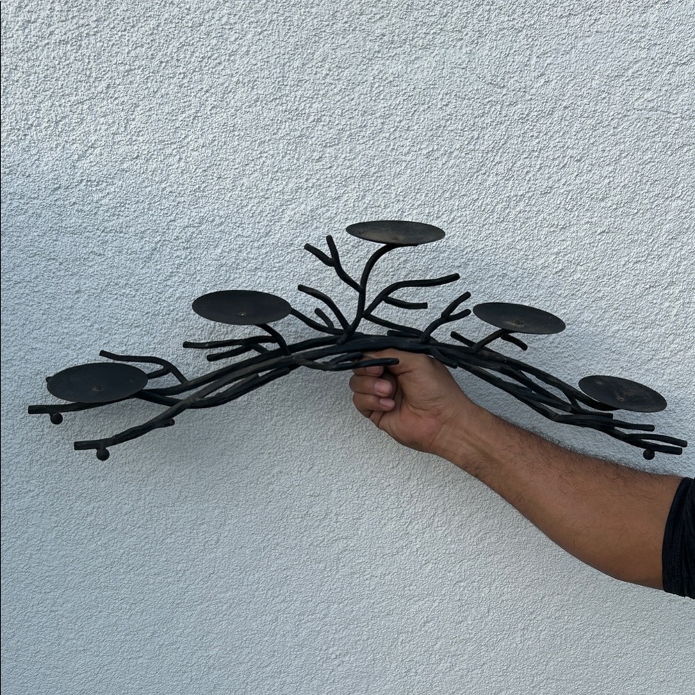 Black Metal Branch Multi-Candle Wall Sconce